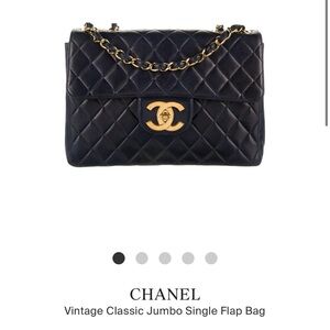 CHANEL Vintage Jumbo Classic Flap, NAVY 18K GOLD HARDWARE
